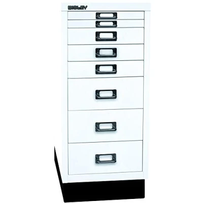 Image de BISLEY MultiDrawer, série 29 avec Socle, Format A4, 8 tiroirs, Métal, 696 Blanc de Circulation, 38 x 27,9 67 cm