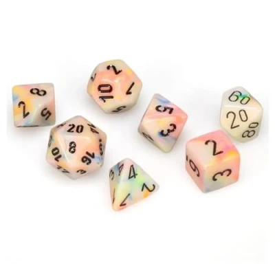 Image de Chessex Dice Set de dés polyédriques en plastique noir 10 mm &amp; Donjons Dragons D&amp;D DND TTRPG Avec 7 D4 D6 D8 D10 D12 D20 D%