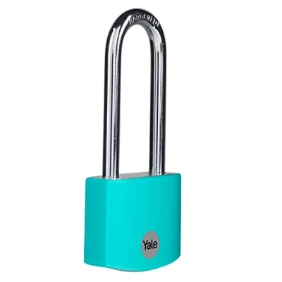 Image de Yale YE3B/38/156/1/TE Cadenas standard de sécurité en aluminium 38 mm avec anse Longue Bleu sarcelle acier trempé 3 clés
