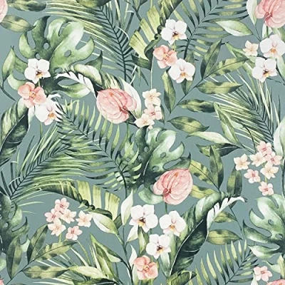 Image de Arthouse Papier peint floral tropical fleurs feuilles Bleu/vert/multicolore 924905
