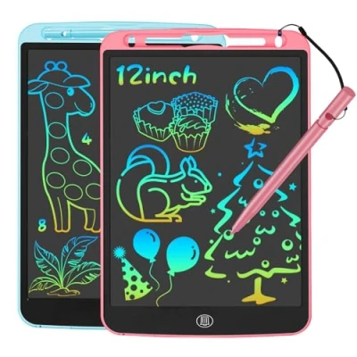 Image de JOEAIS Tablette Dessin Enfant 2 Pack, Graphique De 12 Pouces pour Enfants, Jeux Ardoise Magique Cadeaux Parfaits Les GarçOns Et Filles 3 4 5 6 7 8 9 10 11 Ans (Rose + Bleu)