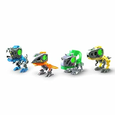Image de Silverlit YCOO Pack 4 Robots Dinosaure à Construire 9cm, Effets Sonores Et Lumineux, Jouet Collectionner, Dès 5 Ans