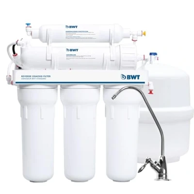 Image de BWT Standard sans pompe, osmose inverse domestique, 75 GPD, débit de 8 l/h, réservoir 12 l, 6 étapes avec minéralisation, taux récupération 10 à 20%, pression d&#039;entrée 3 bar