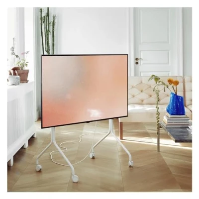 Image de Pedestal Moon Rollin&#039; Meuble TV sur roulettes (Beige) Support Tele pour Les Ecrans de 40 à 70 Pouces Pied au Design Danois Meubles Salon Television