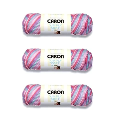 Image de Caron Simply Soft Times Square Stripes Lot de 3 paquets 141 g Acrylique 4 moyens (peigné) 200 m
