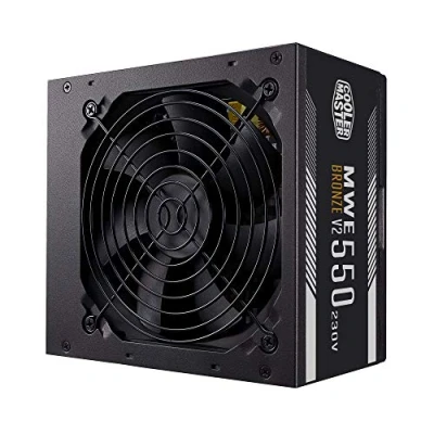 Image de Cooler Master MWE 550 Bronze 230V V2, Bloc Alimentation PC 80 PLUS Bronze, Ventilateur HDB Sensible à la Température, Circuit DC + LLC avec Rail Simple +12V, Non Modulaire, Prise EU, Garantie 5 ans
