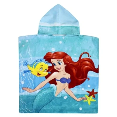 Image de Disney Poncho De Douche avec Capuche en Coton la Petite Sirène : Ariel Multicolore 50 X 115 Cm