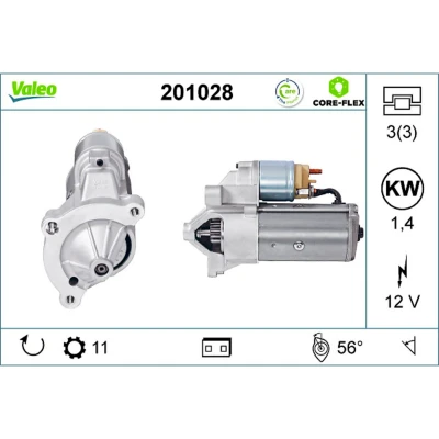 Image de VALEO 201028 Démarreur 12 1,4 PEUGEOT: 306 3/5 portes, 407 Berline, Partner I Combispace, CITROËN: Berlingo / First I, C4 portes