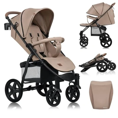 Image de LIONELO Annet Plus poussette bebe à 22 kg, auvent avec fenêtre, roues EVA, chancelière moustiquaire porte gobelet, réglage du dossier jusqu’à la position couchée