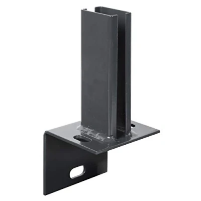 Image de Alberts 686116 Ancre de Poteau clôture sur Bord Trottoir en L à Visser Galvanisée Chaud, plastifiée, Anthracite RAL 7016 Platine 120 x mm 60 40