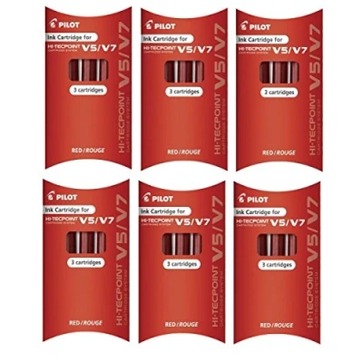 Image de Pilot bxc v5/V7 Rouge Recharge Cartouches d&#039;encre de rechange remplacement pour stylo roller Hi Tecpoint V5 et système V7 Cartouche liquide rechargeable (Lot 618 Cartouches)