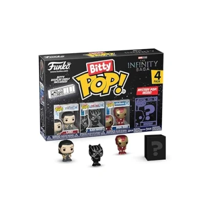 Image de Funko Bitty Pop! Marvel Loki 4PK Loki, Black Panther, Iron Man (VII) et Une Mini Figurine Mystère en Surprise 2.2 Cm Comics Collectionnable Étagère Empilable Incluse