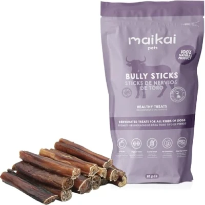 Image de MAIKAI Lot 10 Unités Nerfs de Bœuf Séché pour Chien Friandises à Mâcher 100% Naturels Supplément Barf Tendon Riche en Protéines Récompense Chiens