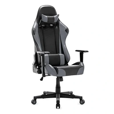 Image de IntimaTe WM Heart Chaise Gaming Ergonomique, Racing Fauteuil de Gamer Pivotant, Siège Bureau Inclinable135, avec Appui Tête et Soutien Lombaire, Accoudoirs Réglable Dossier Haut, Gray