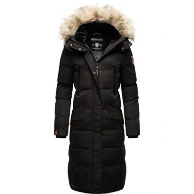 Image de MARIKOO Manteau d&#039;hiver chaud matelassé pour femme avec fourrure synthétique amovible et capuche Tailles XS à XXL, Noir , M