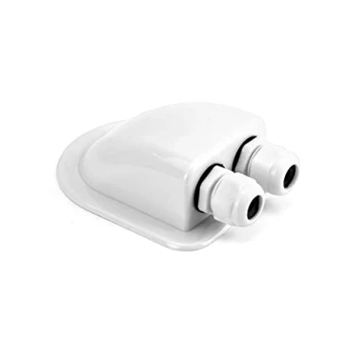 Image de QWORK® 1PCS Passe Toit IP68 Presse étoupe Solaire étanche boîtier d&#039;entrée de câble Double résistant aux intempéries, Caravane et Bateau en ABS, Blanc
