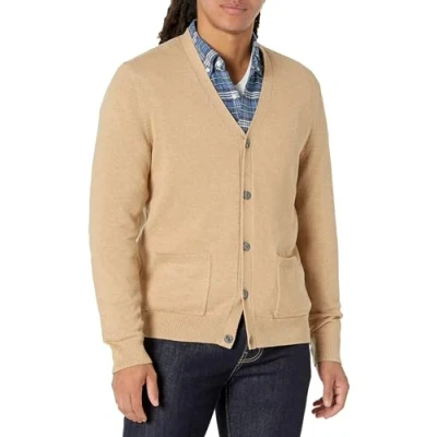 Image de Amazon Essentials Pull Cardigan en Coton Homme, Fauve Chiné, XL