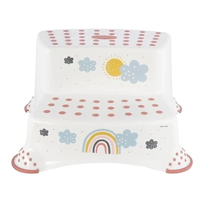 Image de keeeper Rainbow Tabouret Marchepied à Deux Marches, de 3 14 Ans, Antidérapant, Igor, Blanc