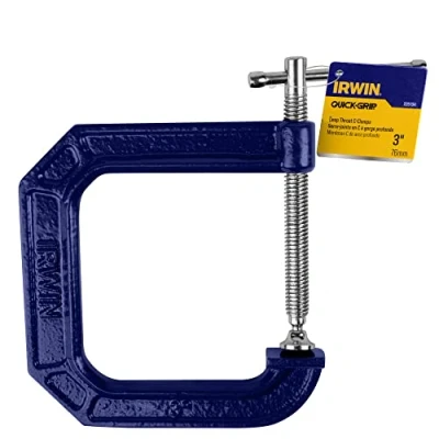 Image de IRWIN Tools 225134 Quick Grip 100 Series Serre joint en C à gorge profonde de 7,6 x 11,4 cm Bleu