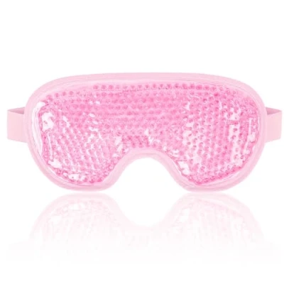 Image de NEWGO masque Yeux Froid, Des Gel Gonflés, Cernes, Migraine Réutilisable Froid pour les avec dos en peluche de Poche Glace Thérapie Chaud (Rose)