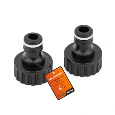Image de MIVOS Lot de 2 raccords Robinet pour robinets avec Filetage extérieur BSP 3/4&quot; (26,4 mm) raccord Rapide Tuyau d&#039;arrosage Fabriqué en Plastique recyclé à 90%