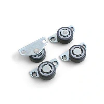 Image de Design61 Jeu de 4 roulettes fixes, roulettes latérales pour parquet, meuble, 30 x 14 mm, avec surface roulement souple