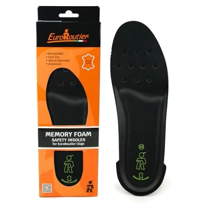 Image de EuroRoutier semelles intérieures antistatiques en mousse à mémoire de forme avec revêtement cuir véritable, confortables pour la prévention des accidents sabots (43 EU, no