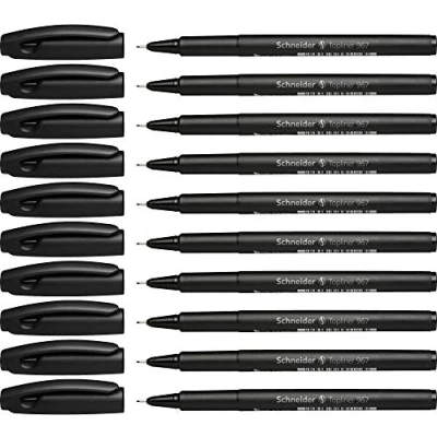 Image de Schneider Topliner 967 Stylo feutre (Fineliner, Pointe Fine 0,4 mm) Lot de 10, Noir