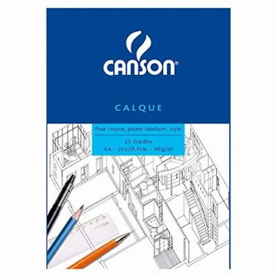 Image de Canson Bloc Papier calque A4 21 x 29,7 cm 25 feuilles Translucide