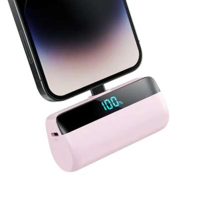 Image de Feob Mini Batterie Externe pour iPhone 5200mAh, Power Bank Charge Rapide 20W PD Chargeur Ultra Compact avec écran LED, Portable Compatible 14/14 Plus/13/12/11/XS/8/7 Rose