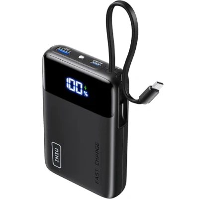 Image de INIU Batterie Externe, 22.5W 20000mAh Power Bank avec USB C Câbles Intégrés, Portable in&amp;Out PD3.0 QC4.0 Charge Rapide Powerbank pour iPhone 15 14 13 12 Pro Max Mini Samsung iPad etc