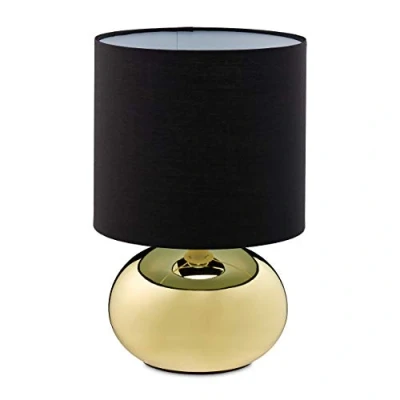 Image de Relaxdays Lampe de Chevet Touch Dimmable Tactile Moderne 3 Niveaux E14 Table avec Câble 28x18cm Doré