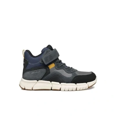 Image de Geox Flexyper BOY ABX Bottines à lacets pour enfants, Taille: 28, Dark grey/navy cuir et imitation de