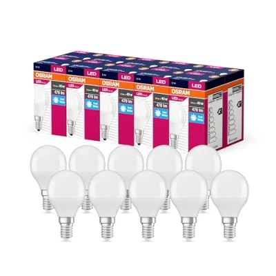 Image de OSRAM Valeur d&#039;étoile LED Classic P40 LAMPE pour socket E14, forme de goutte, FR, 470 lumens, blanc froid (4000K), remplacement des ampoules 40W conventionnelles, non dimmables, 10 pack