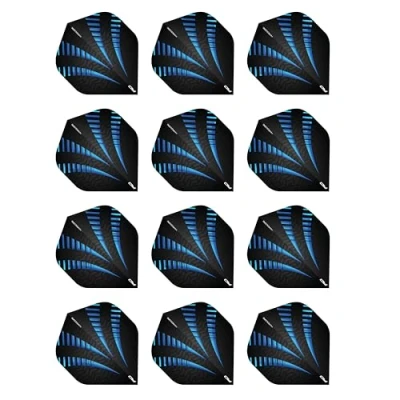 Image de RED DRAGON Hardcore Radical Noir et Bleu Burst Extra Épais Standard Fléchettes Dart Flights 4 Sets per Pack (12 in Total)