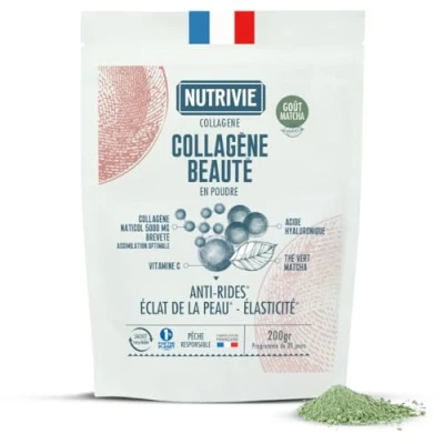 Image de Collagène Marin Beauté Enrichi en Acide Hyaluronique &amp; Vitamine C Naticol® Hydrolysé Type 1 Anti rides, Éclat de la peau Efficacité prouvée Fabriqué France Nutrivie