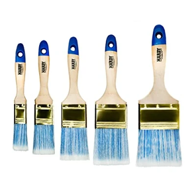 Image de Hardy Pinceau Plat Série 42 pour Peinture avec Peintures Acryliques et Vernis Efficace Recouvrement Uniforme Poils Synthétiques Manche en Bois Set 5 Pcs Tailles
