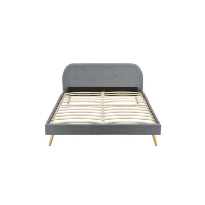 Image de LOUNGITUDE MOBY Cadre de lit Sommier à lattes inclus Pochette rangement En Tissu Gris foncé 140x190
