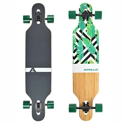 Image de Apollo Longboard édition spéciale Board Complet y Inclus Outil en Forme de T, avec roulements à Billes ABEC High Speed, Drop Through Freeride Skaten Cruiser Boards