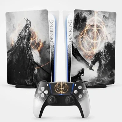 Image de Sticker pour la PS5 Cercle d&#039;Elden, Autocollant Skin PS5, Console et Manette, Edition Standard Digitale, MALENIA (1 Manette)