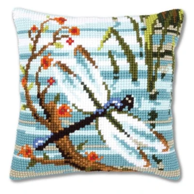 Image de Vervaco, Kit Coussin Point De Croix, Libellule, Multi Couleurs