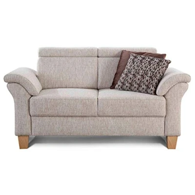 Image de CAVADORE Ammerland Canapé 2 Places, Polyester, Tissu structuré Naturel, Taille Unique
