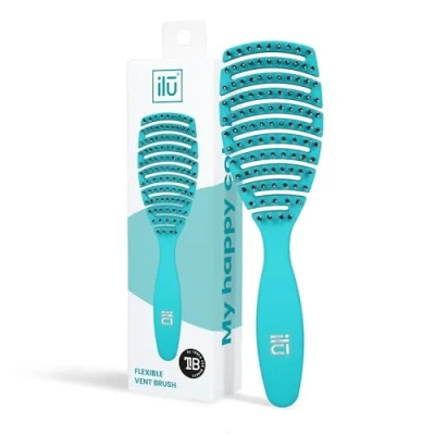 Image de T4B Ilu My Happy Color Brosse Démêlante pour Peigner et Lisser les Cheveux Secs Humides Longs Courts Haute Qualité en Poils Synthétiques Bleu Océan