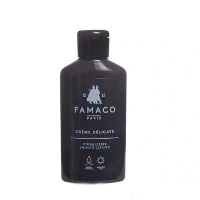 Image de Famaco Crème Délicate 125ml pour Cuirs Lisses MARRON FONCE Lait Nourrissant à Base de Cire Nettoie, nourrit et Assouplit en Douceur les Chaussures