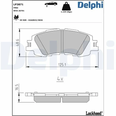 Image de DELPHI LP3871 Jeu de plaquettes frein non préparé pour indicateur d&#039;usure sans tôle anti bruit accessoires TOYOTA: Yaris IV