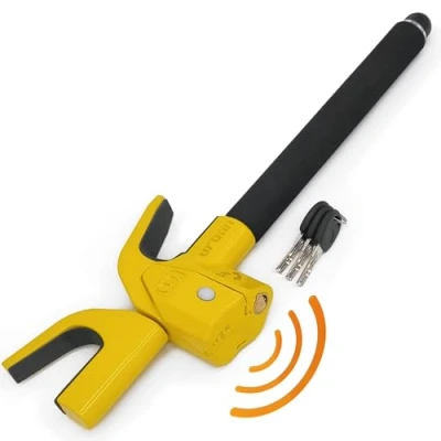 Image de URBAN UR978Y Canne Antivol Voiture avec Alarme 120dB Hi Tech, Warning Sensibilité A+ Plus Visible, Serrure Clef Haute Sécurité, +Extensible Universel, Bloc Barre Volant Auto Van Camping Car