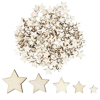 Image de Ideen mit Herz Étoiles en bois pour bricolage et décoration 5 tailles différentes 1 cm à 3 couleur naturelle 250 pièces idéal comme de Noël, table dispersion