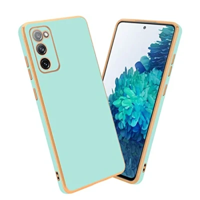 Image de cadorabo Housse Compatible avec Samsung Galaxy S20 FE en Glossy Vert Menthe Or Étui de Protection Silicone TPU Flexible et pour Appareil Photo