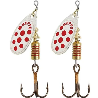 Image de Mepps 2 X cuillers Aglia Décorées Argent Points Rouges Taille n1/3,5 g