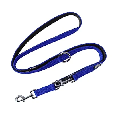 Image de DDOXX Laisse Chien Air Mesh, Réglable en 3 Position, 2m Nombreuses Couleurs &amp; Tailles pour Petit, Moyen Gros Grand Double laisses Ajustable Chat Chiot Bleu, S